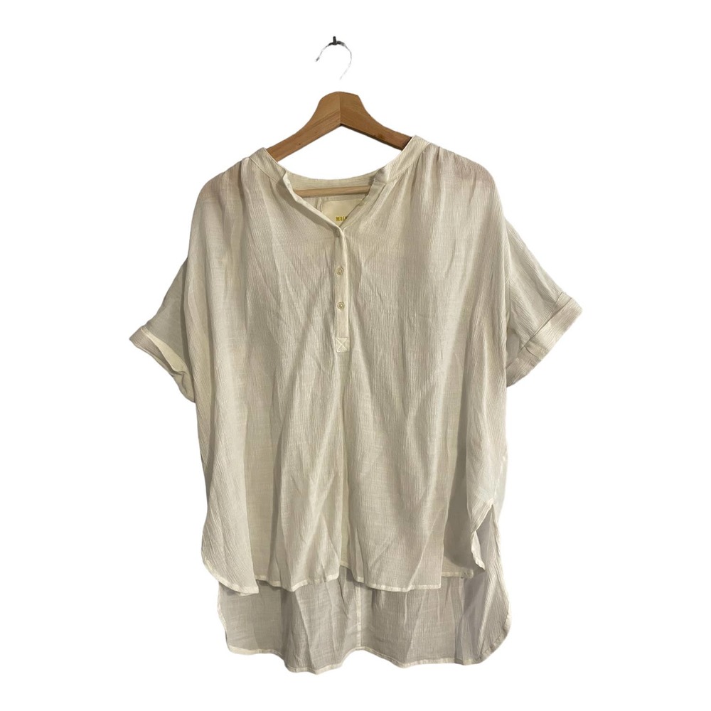 SOLD Anthropologie Maeve Short Sleeve Boxy Tee Blouse White Medium